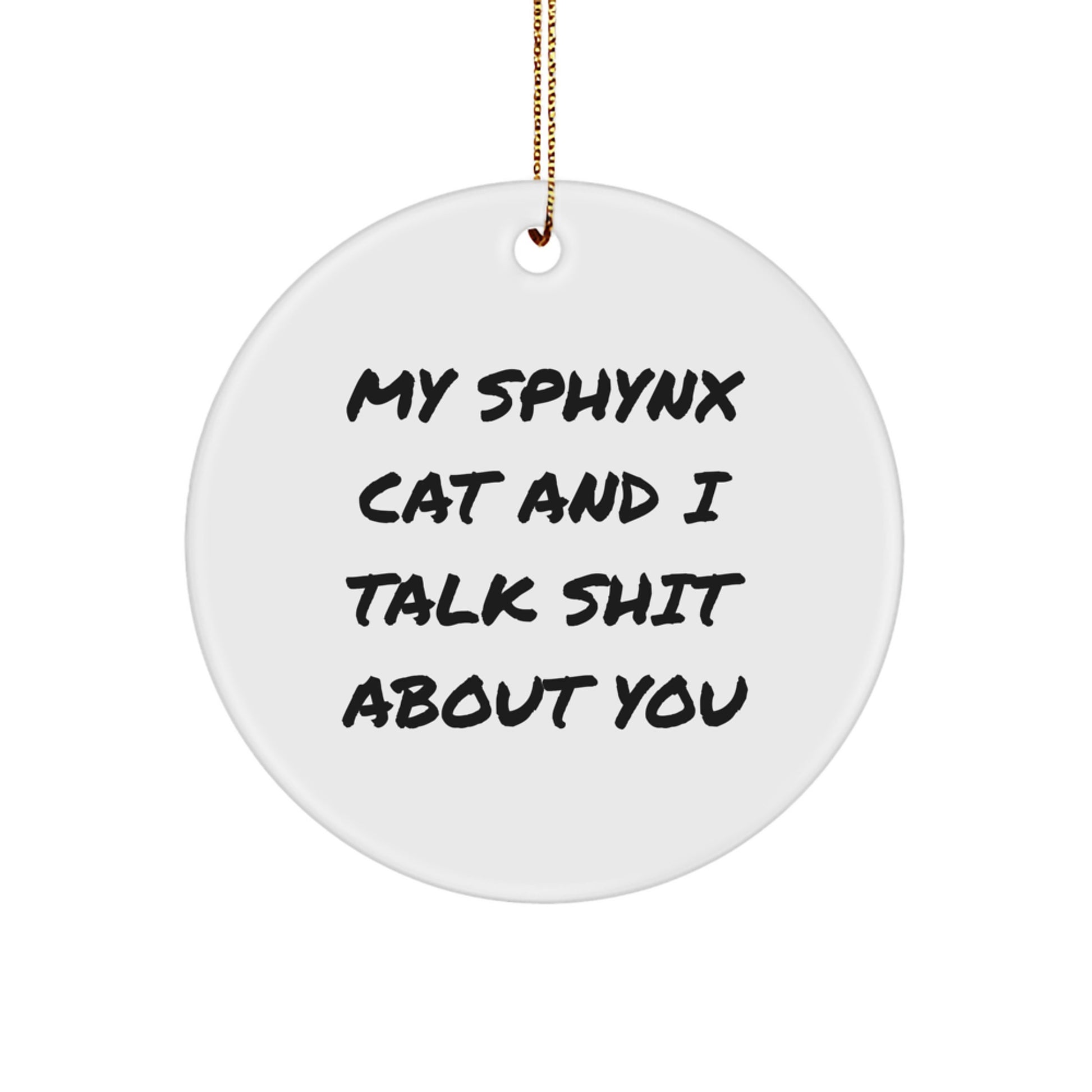 Christmas Gift for Her Sphynx Cat Circle Ornament Present - Image 1
