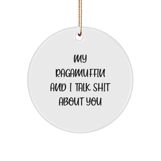 Funny Ragamuffin Cat Circle Ornaments for Friends, Coworkers, Family - My Ragamuffin And I Talk Shit About You Gifts from Men, Women, Husband, Wife, Sweetheart, Sweetheart - Image 1