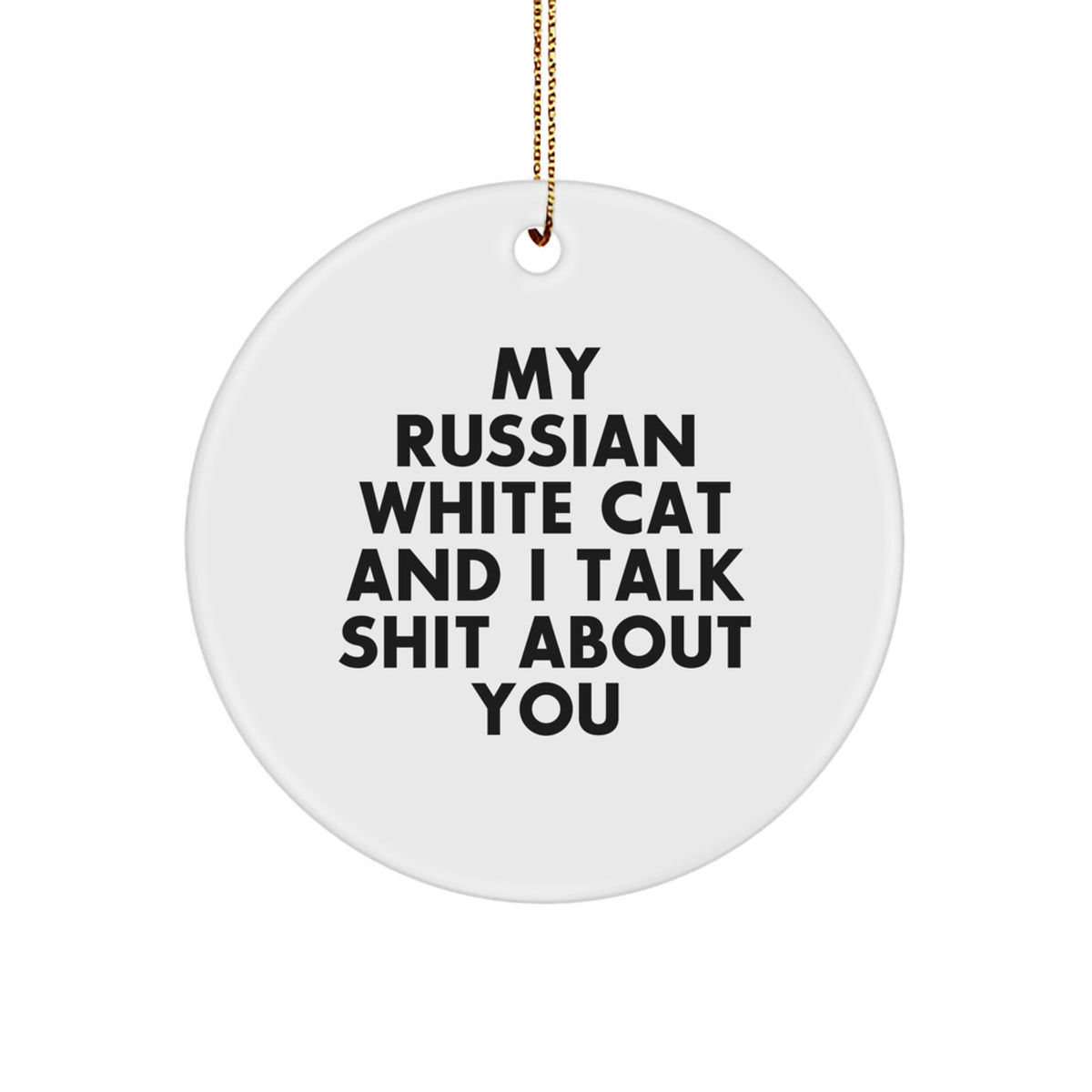 Russian White Cat Keepsake Surprise Christmas Ornament for Him Gift - Image 1