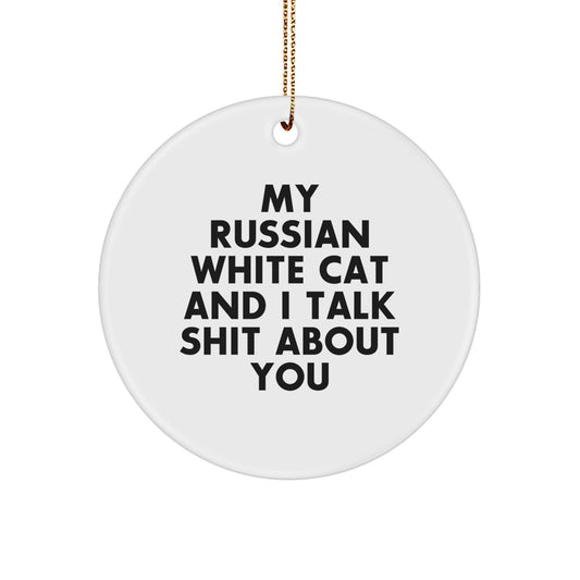 Russian White Cat Keepsake Surprise Christmas Ornament for Him Gift - Image 1