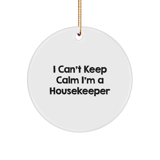 Funny Housekeeper Gifts from Friends for Christmas Unique Circle Ornaments I Can't Keep Calm I'm A Housekeeper - Image 1