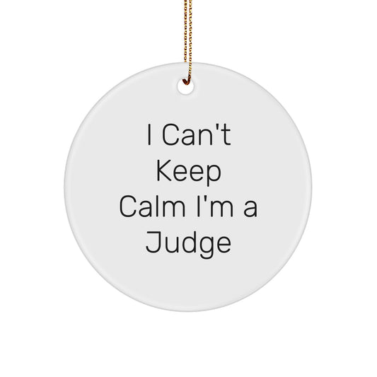 Funny Judge Gifts for Him - I Can't Keep Calm I'm A Judge Circle Ornament, Judge Christmas Unique Gifts from Friends, Circle Ornament Judge Judge - Image 1