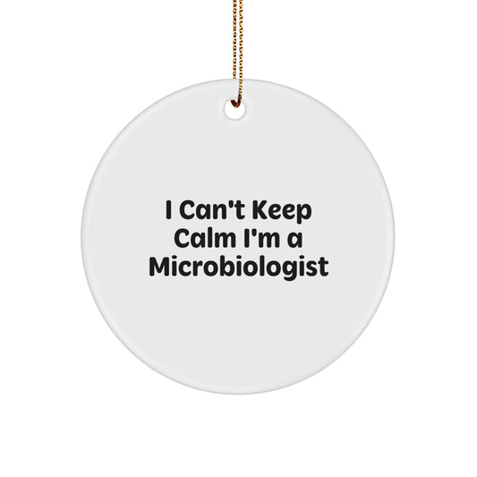 Funny Microbiologist Christmas Unique Gifts from Friends for Men Women Coworkers Family - I Can't Keep Calm I'm A Microbiologist Circle Ornament - Image 1
