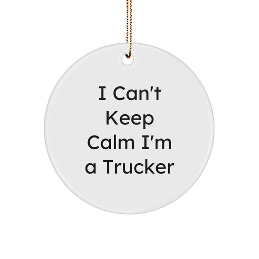 Funny Trucker Gifts from Friends and Family - Trucker Circle Ornament I Can't Keep Calm I'm A Trucker - Image 1