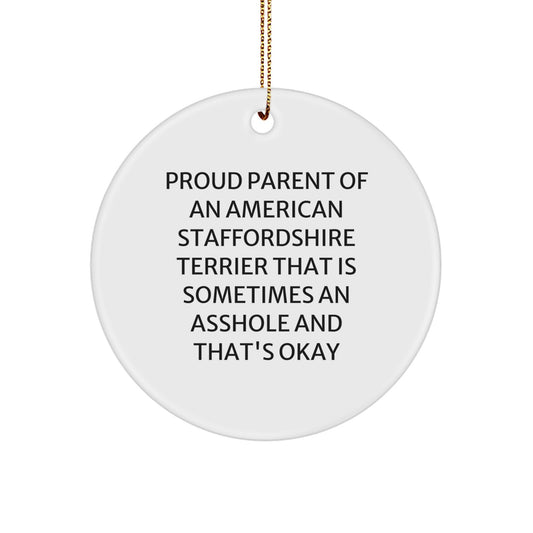 American Staffordshire Terrier Circle Ornament Idea Gift for Coworkers - Image 1