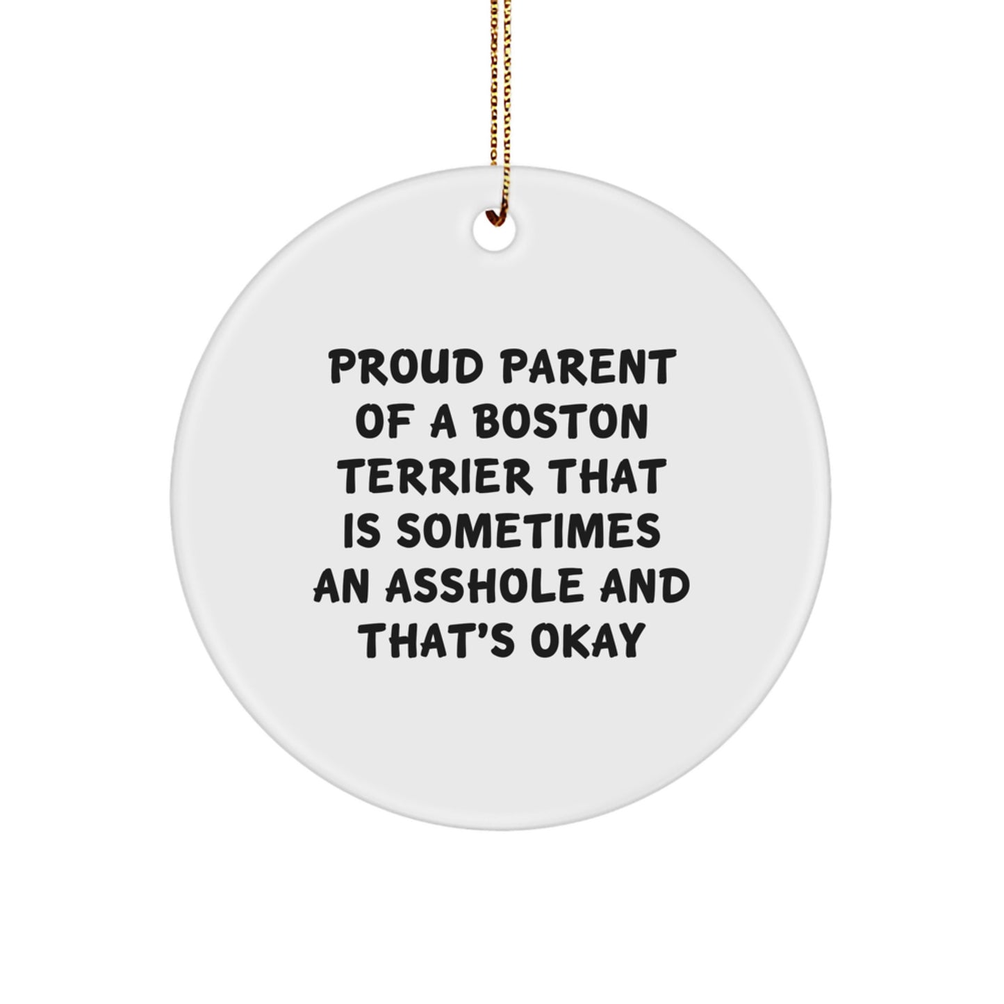 Boston Terrier Circle Ornament Christmas Gift for Coworkers Idea - Image 1