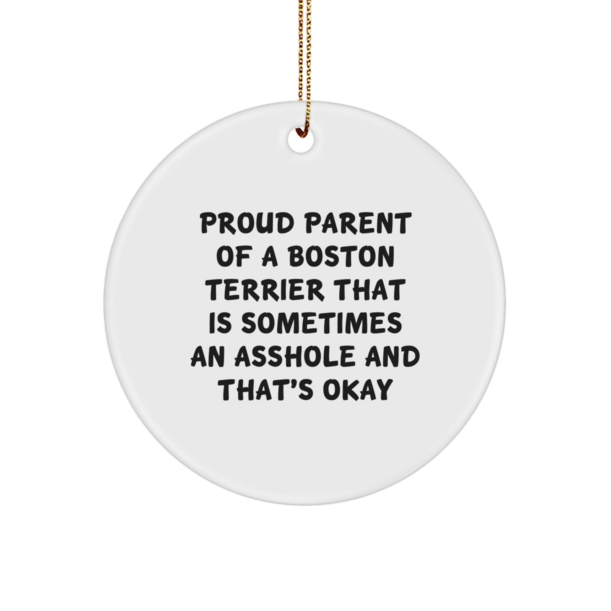 Boston Terrier Circle Ornament Christmas Gift for Coworkers Idea - Image 1