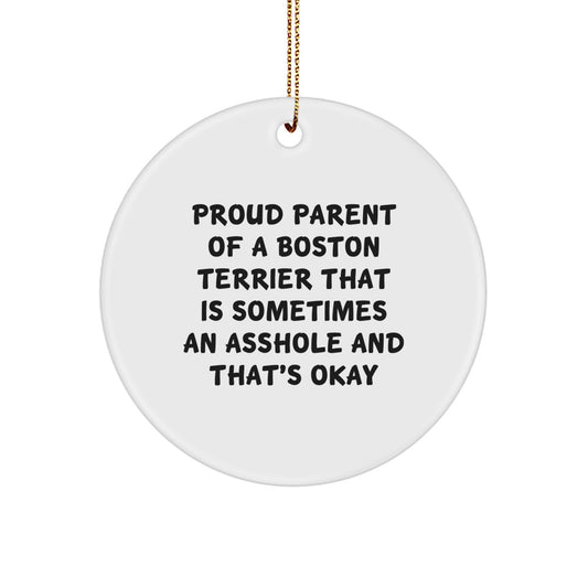 Boston Terrier Circle Ornament Christmas Gift for Coworkers Idea - Image 1