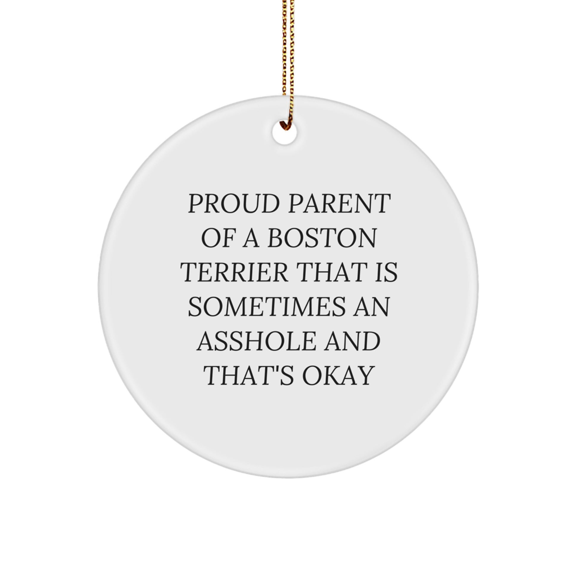 Funny Boston Terrier Circle Ornament Christmas Gift for Friends - Image 1