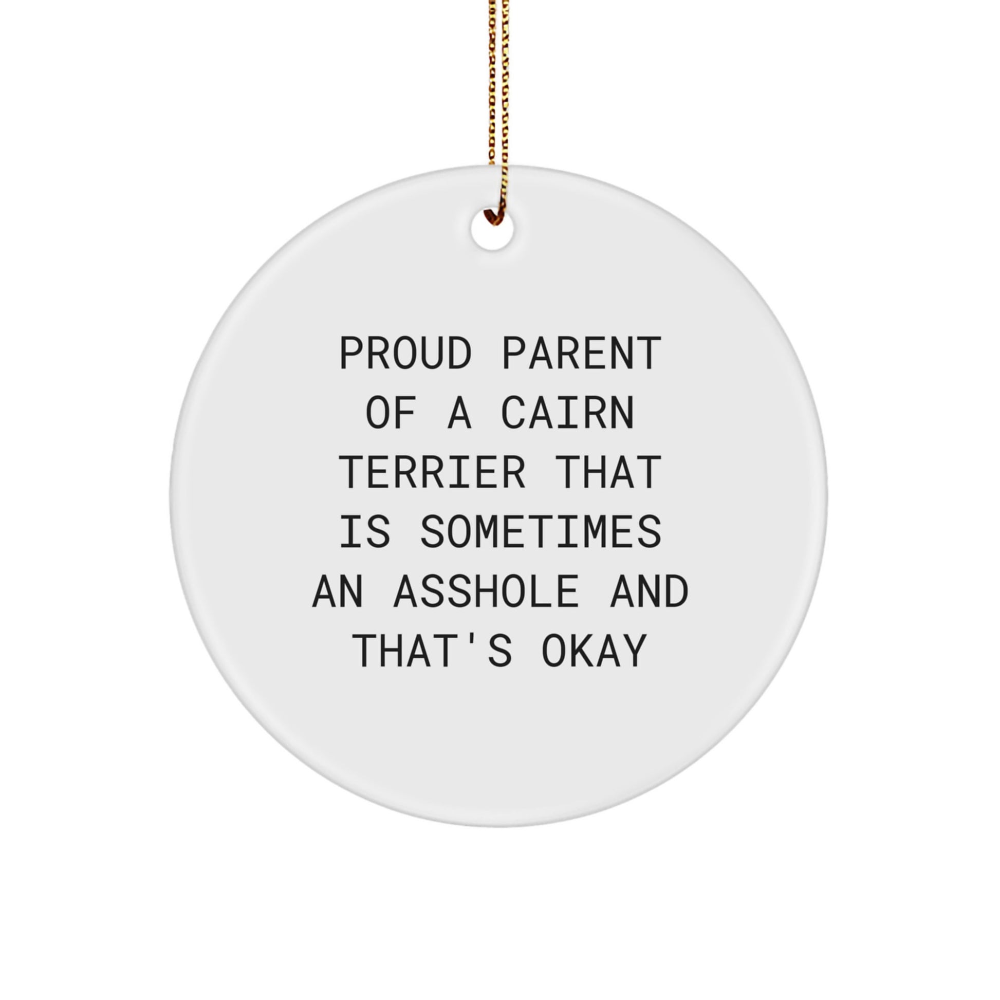 Funny Cairn Terrier Dog Gifts, Circle Ornament for Proud Parents, Christmas Unique Presents from Friends to Family - Image 1