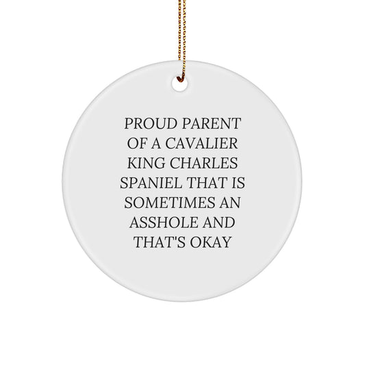 Cavalier King Charles Spaniel Dog Lover Gifts from Men to Family, Funny Christmas Circle Ornament for Cavalier King Charles Spaniel Dog Owners, Proud Parent Cavalier King Charles Spaniel - Image 1