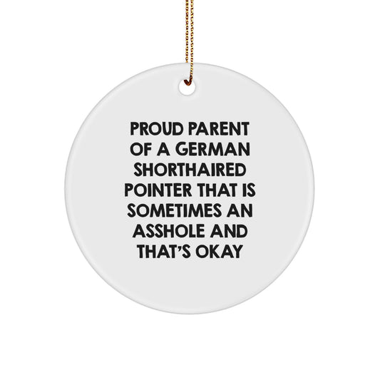 Funny German Shorthaired Pointer Dog Christmas Circle Ornament, Gifts from Proud Parents for German Shorthaired Pointer Dog Enthusiasts, Circle Gifts for Men Women Friends - Image 1