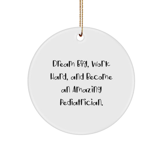 Funny Pediatrician Gifts from Friends, Circle Ornament for Pediatrician, Dream Big and Work Hard - Inspirational Christmas Unique Tokens - Image 1
