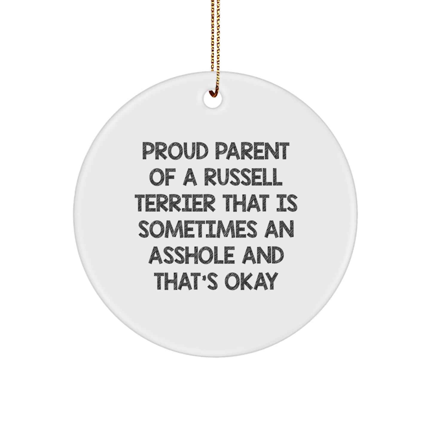 Funny Russell Terrier Dog Circle Ornament, Gifts from Friends for Russell Terrier Dog Lovers - Image 1