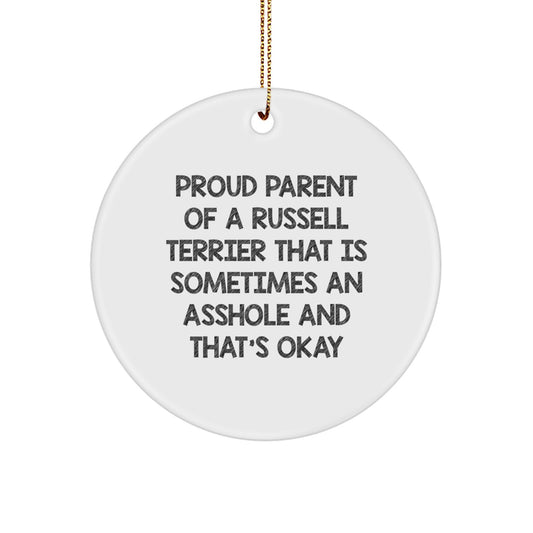Funny Russell Terrier Dog Circle Ornament, Gifts from Friends for Russell Terrier Dog Lovers - Image 1