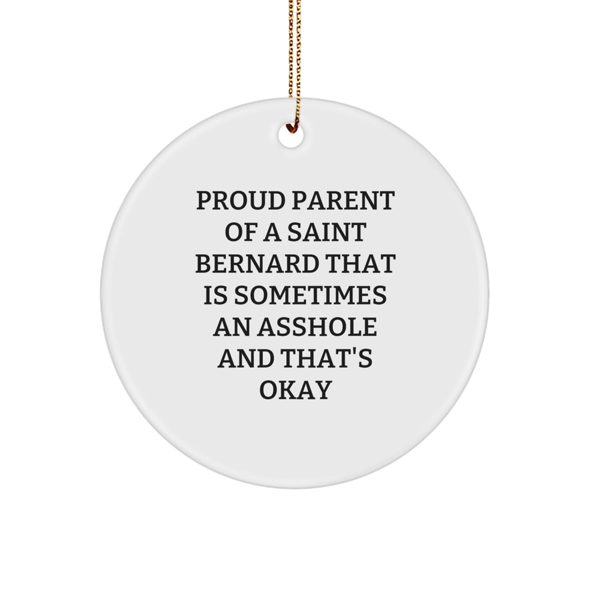 Saint Bernard Dog Christmas Circle Ornament, Funny Gift from Friends to Proud Parents - Image 1