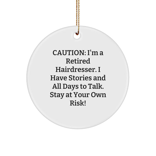 Funny Hairdresser Gifts from Friends, Unique Circle Ornament for Hairdresser, Christmas Unique Gifts for Hairdresser Men, Hairdresser Women, or Friends - Image 1