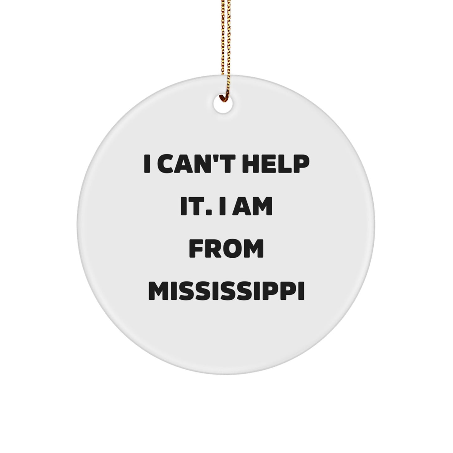 Funny Mississippi Circle Ornament, Gifts from Mississippi for Mississippi, Christmas Unique Gifts for Men, Women, Family, Friends, Coworkers - Image 1