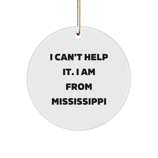 Funny Mississippi Circle Ornament, Gifts from Mississippi for Mississippi, Christmas Unique Gifts for Men, Women, Family, Friends, Coworkers - Image 1