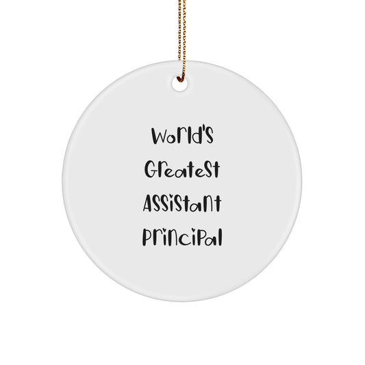 Funny 'World's Greatest Assistant Principal' Circle Ornament Gifts from Friends for Christmas - Image 1
