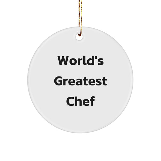 Funny 'World's Greatest Chef' Circle Ornament, Christmas Unique Gifts from Friends to Chef Men, Circle Shaped Decorations, White Color, Gift for Chef Family Members - Image 1