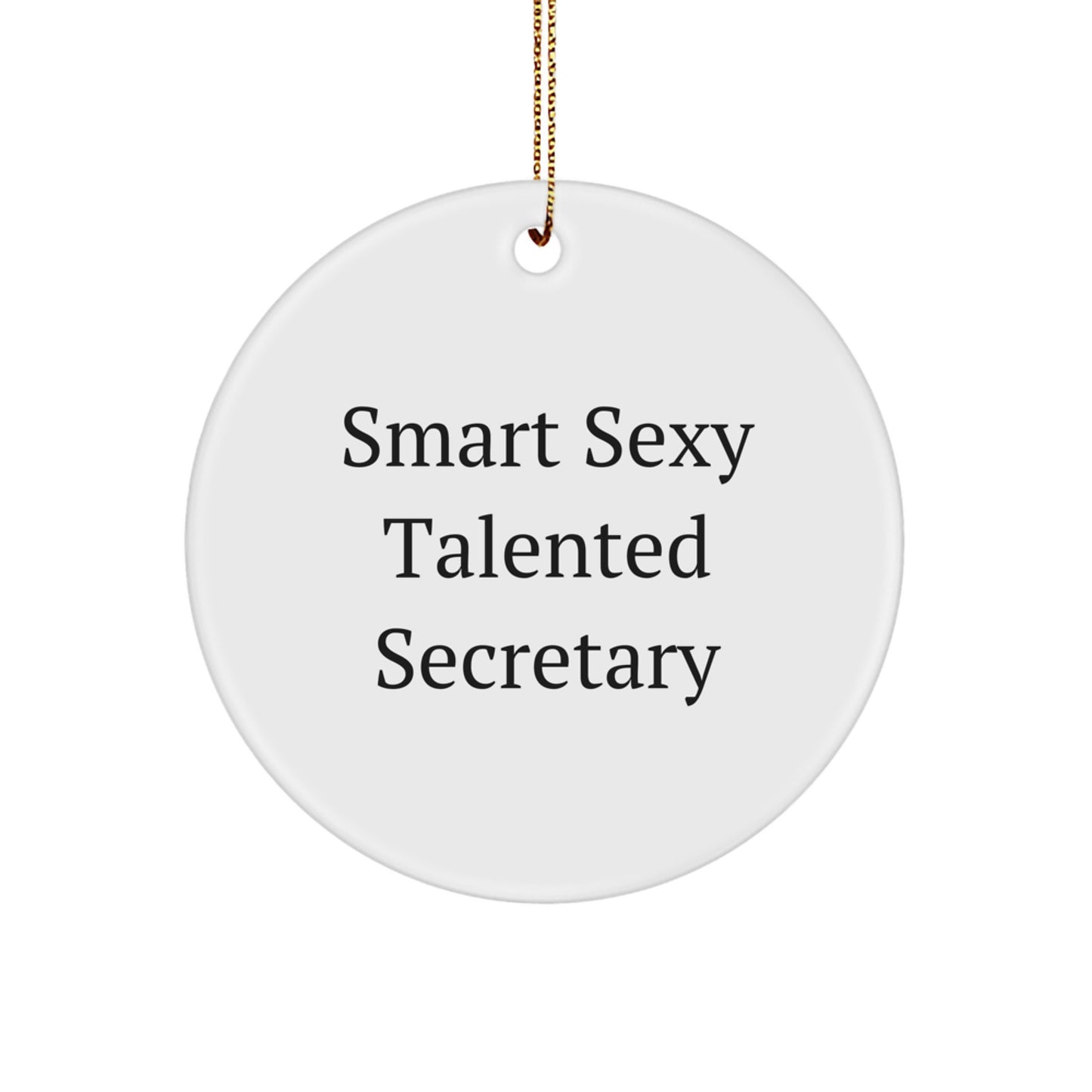Funny Secretary Circle Ornament Gifts from Coworkers for Secretary, Smart Sexy Talented Secretary Christmas Unique Gifts - Image 1