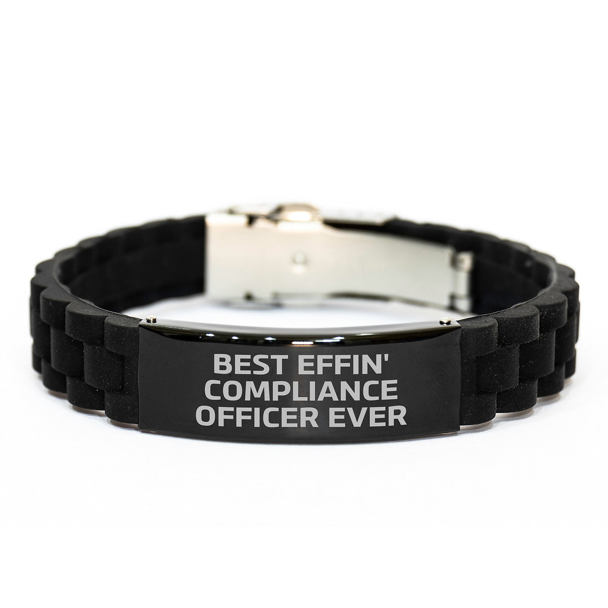 Funny Compliance Officer Gifts for Men, 'Best Effin' Compliance Officer Ever' Glide lock Clasp Bracelet Valentine's Unique Gifts from Friends - Image 1
