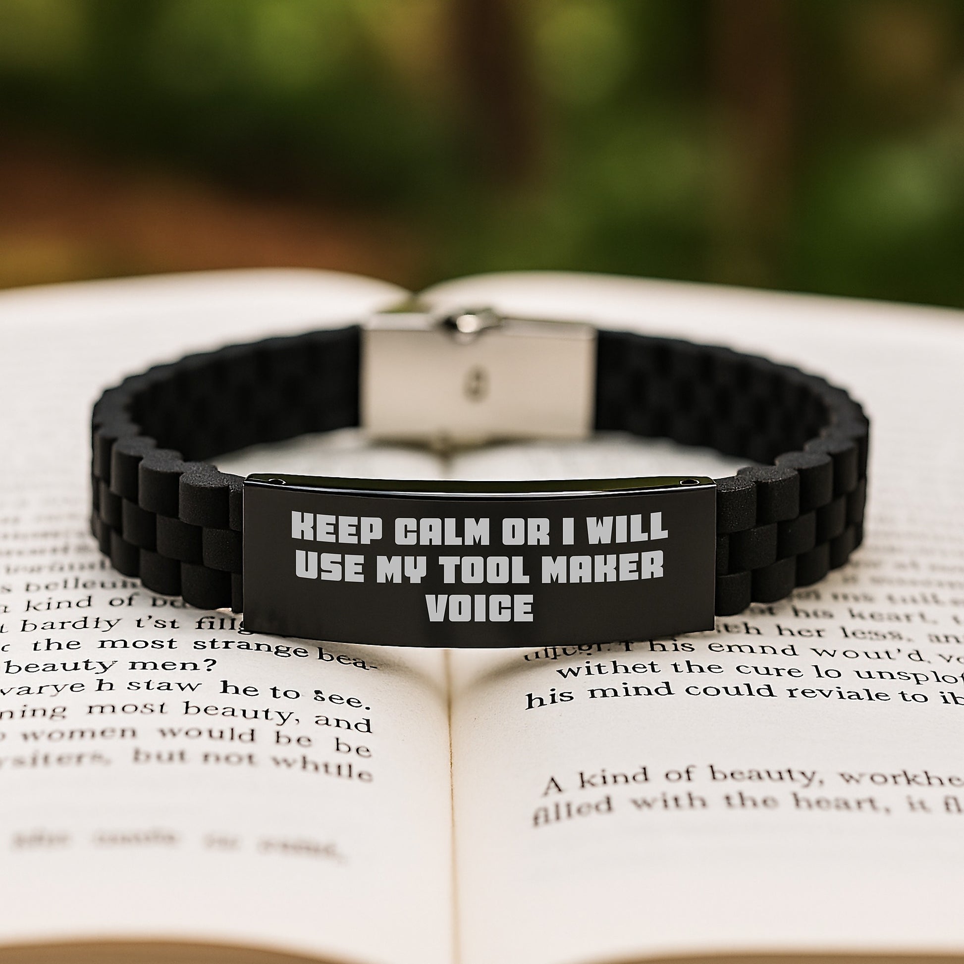 Funny Tool Maker Gifts from Friends, Tool Maker Glide lock Clasp Bracelet - 'Keep Calm Or I Will Use My Tool Maker Voice' for Men, Unique Graduation Gifts for Tool Makers - Image 2