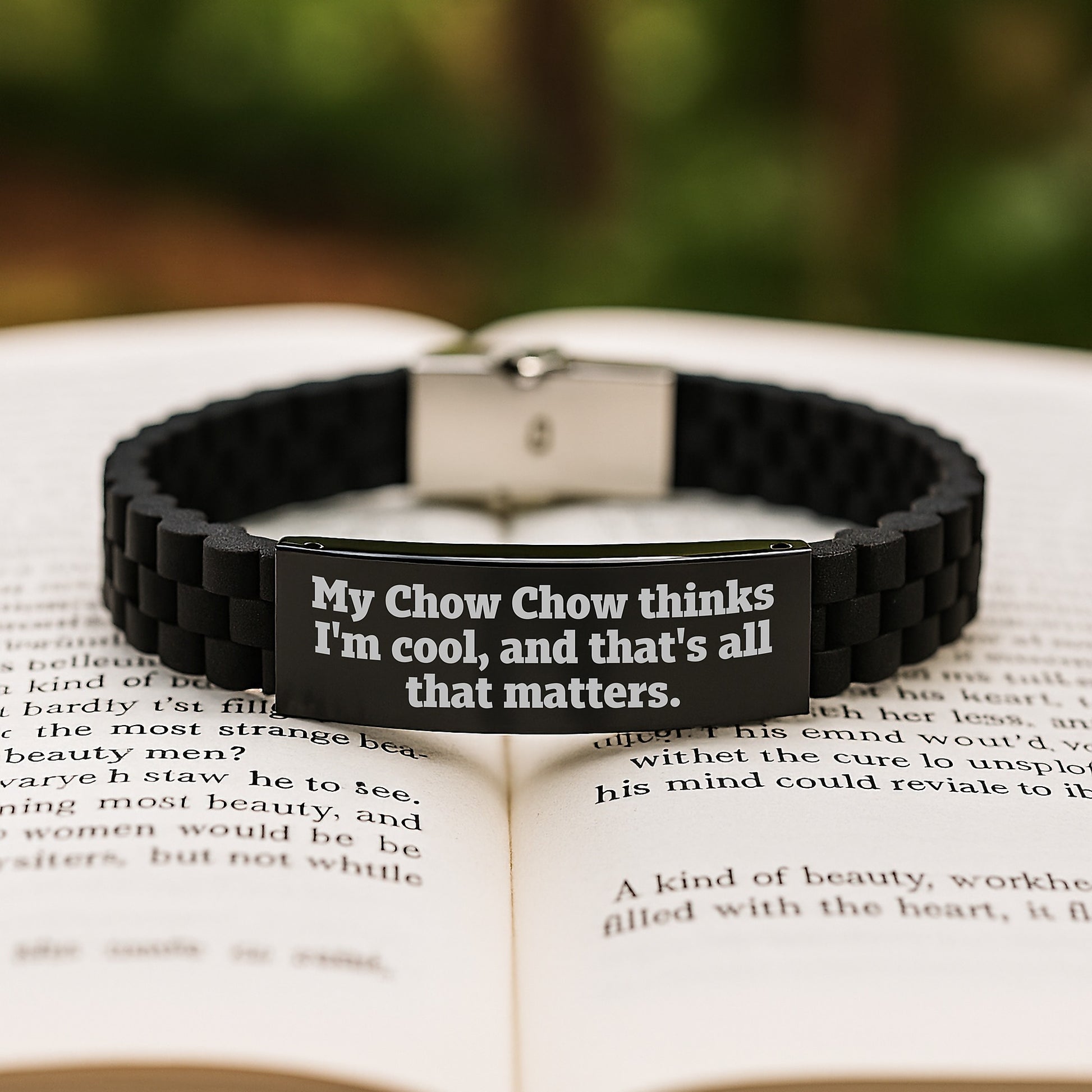 Funny Chow Chow Dog Gifts from Friends, Glide lock Clasp Adjustable Birthday Bracelet for Chow Chow Lovers, My Chow Chow Thinks I'm Cool Quote - Image 2