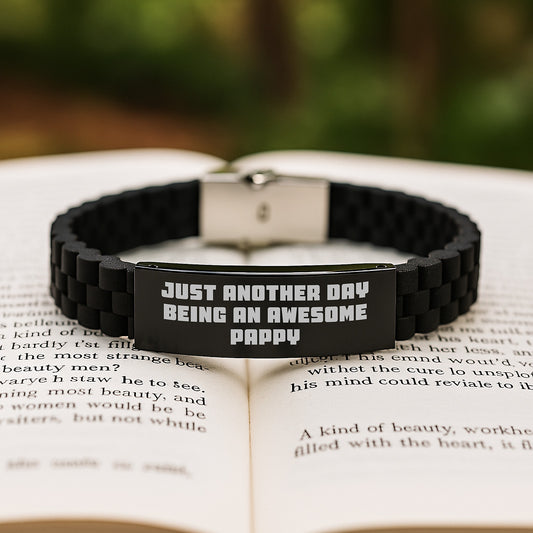 Funny Quote Pappy Gift Glide lock Clasp Bracelet Birthday Unique Gifts from Friends, Awesome Pappy Inspired Glide lock Clasp Bracelet, Pappy Appreciation Birthday Unique Gift for Men - Image 2