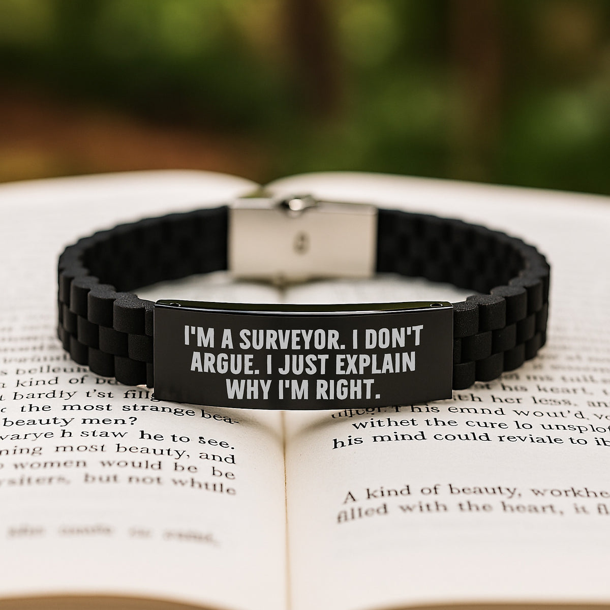 Funny Surveyor Birthday Unique Gift Ideas, Gifts for Surveyor, Glide lock Clasp Bracelet, 'I'm A Surveyor. I Don't Argue. I Just Explain Why I'm Right.' - Image 2