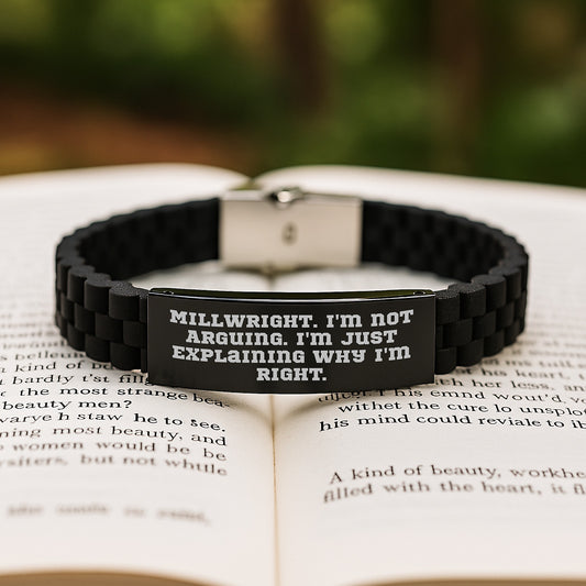 Funny Millwright Quotes Gifts for Men from Friends, I'm Not Arguing I'm Just Explaining Why I'm Right Glide lock Clasp Bracelet for Graduation - Image 2