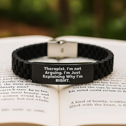 Funny Therapist Gifts for Men, Birthday Unique Gifts from Friends, Glide lock Clasp Bracelet for Therapist, Not Arguing, Explaining Why I'm Right - Image 2