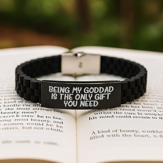 Funny Goddad Gifts for Him - Being My Goddad Is The Only Gift You Need, Glide lock Clasp Bracelet for Men - Image 2
