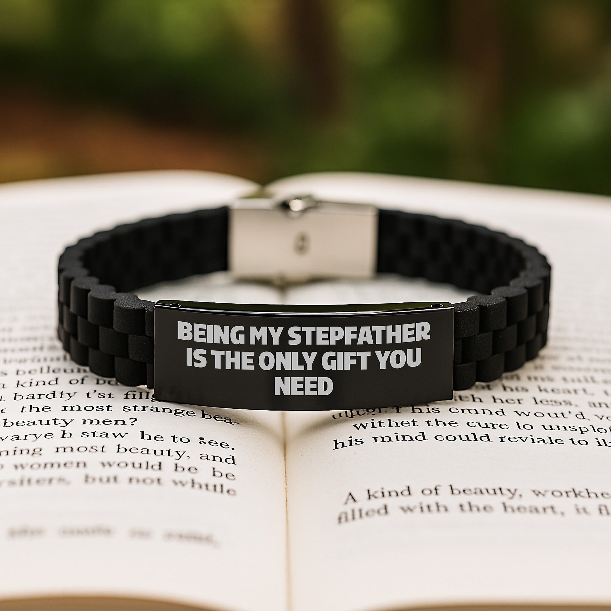 Funny Stepfather Gifts for Graduation - Being My Stepfather Is The Only Gift You Need Glide lock Clasp Bracelet - Image 2