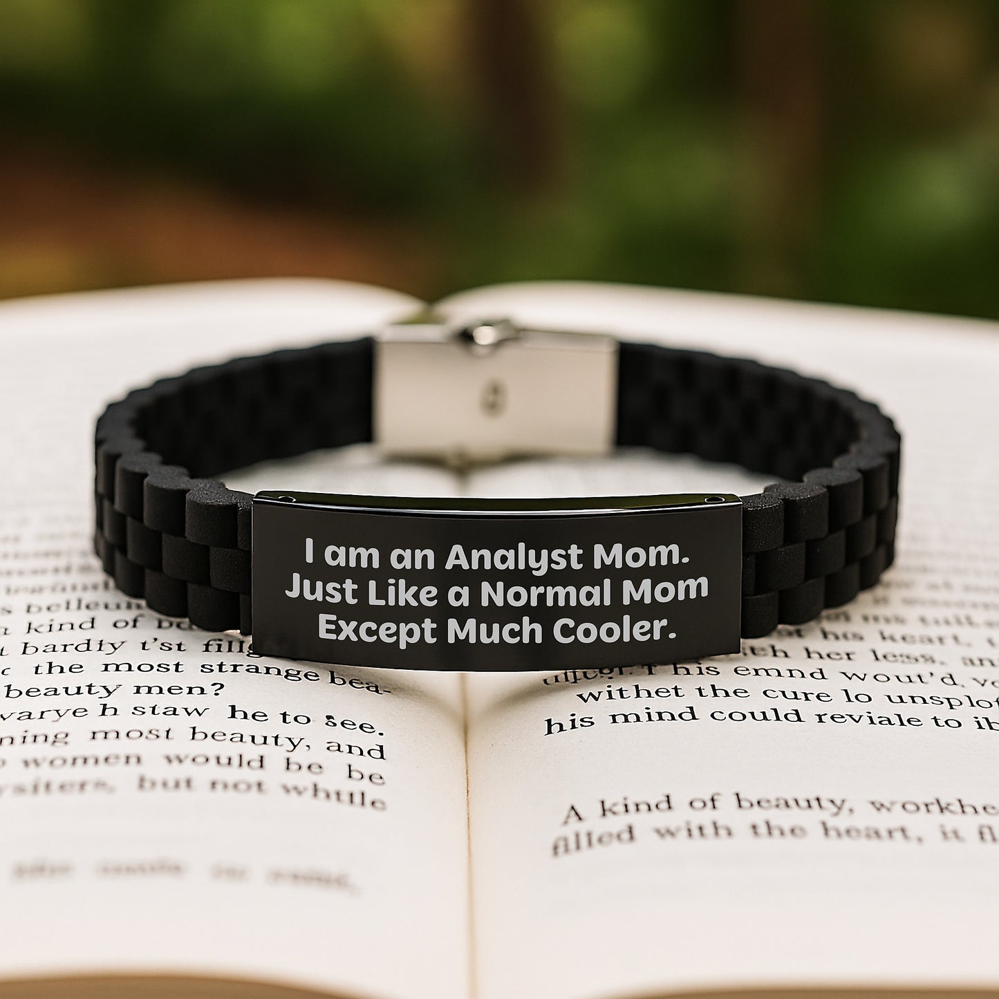 Analyst Mom Glide lock Clasp Bracelet, Funny Quote 'Just Like A Normal Mom Except Much Cooler. - Image 2
