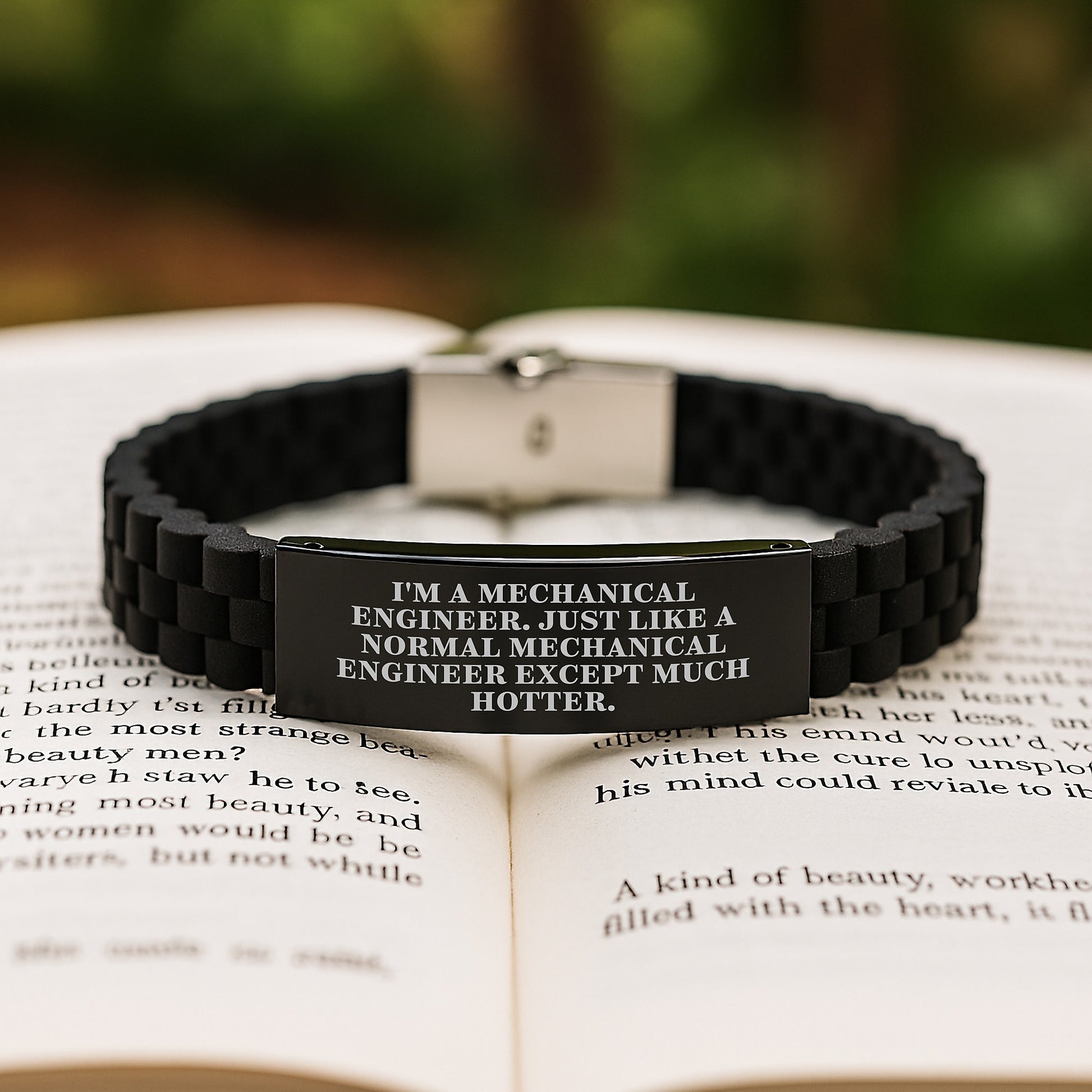 Funny Mechanical Engineer Gift for Dad - Glide lock Clasp Bracelet, Black Stainless Steel, Adjustable with Premium Bag - Gifts from Family to Mechanical Engineer Men on Father's Day - Image 2