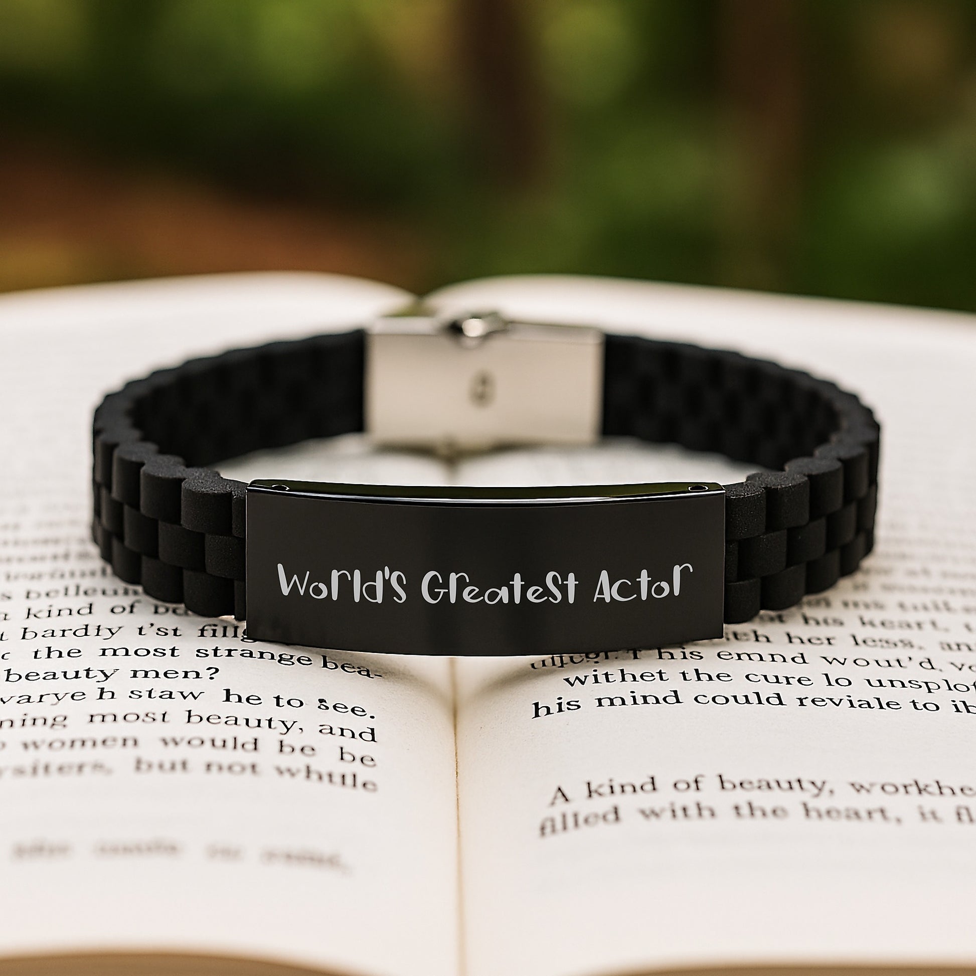 Actor Keepsake Glidelock Bracelet for Him Birthday Gift Black Stainless - Image 2