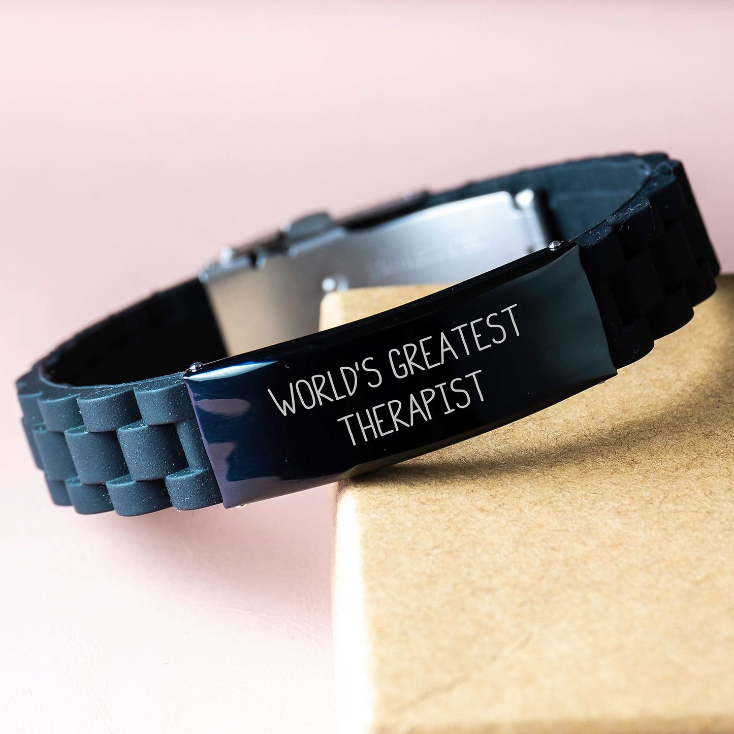 Funny Inspirational World's Greatest Therapist Quote Glide lock Clasp Bracelet for Men Women Friends Family, Gifts from Mom Dad Sweetheart Sweetheart for Graduation Unique Gifts - Image 3