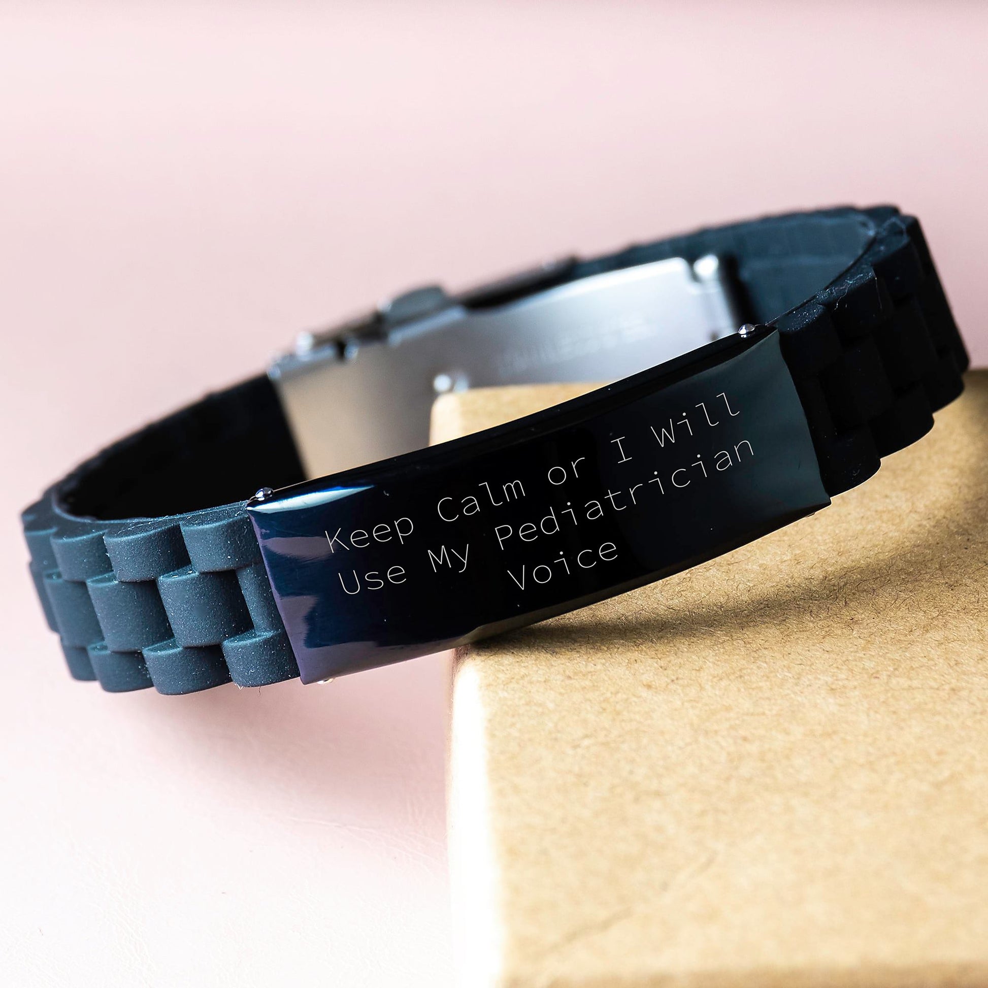Pediatrician Keepsake Glidelock Bracelet for Him Black Birthday Gift - Image 3