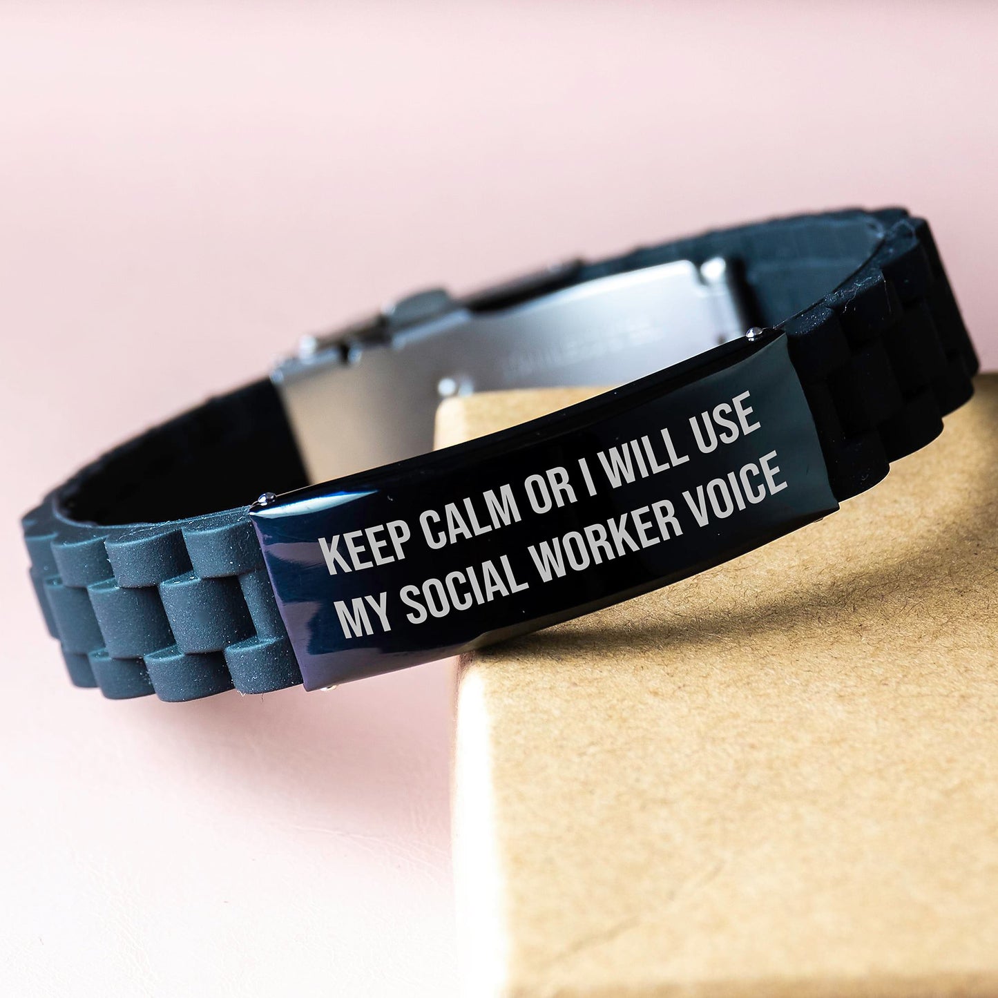 Social Worker Keepsake Bracelet for Him Birthday Gift with Bold Quote - Image 3