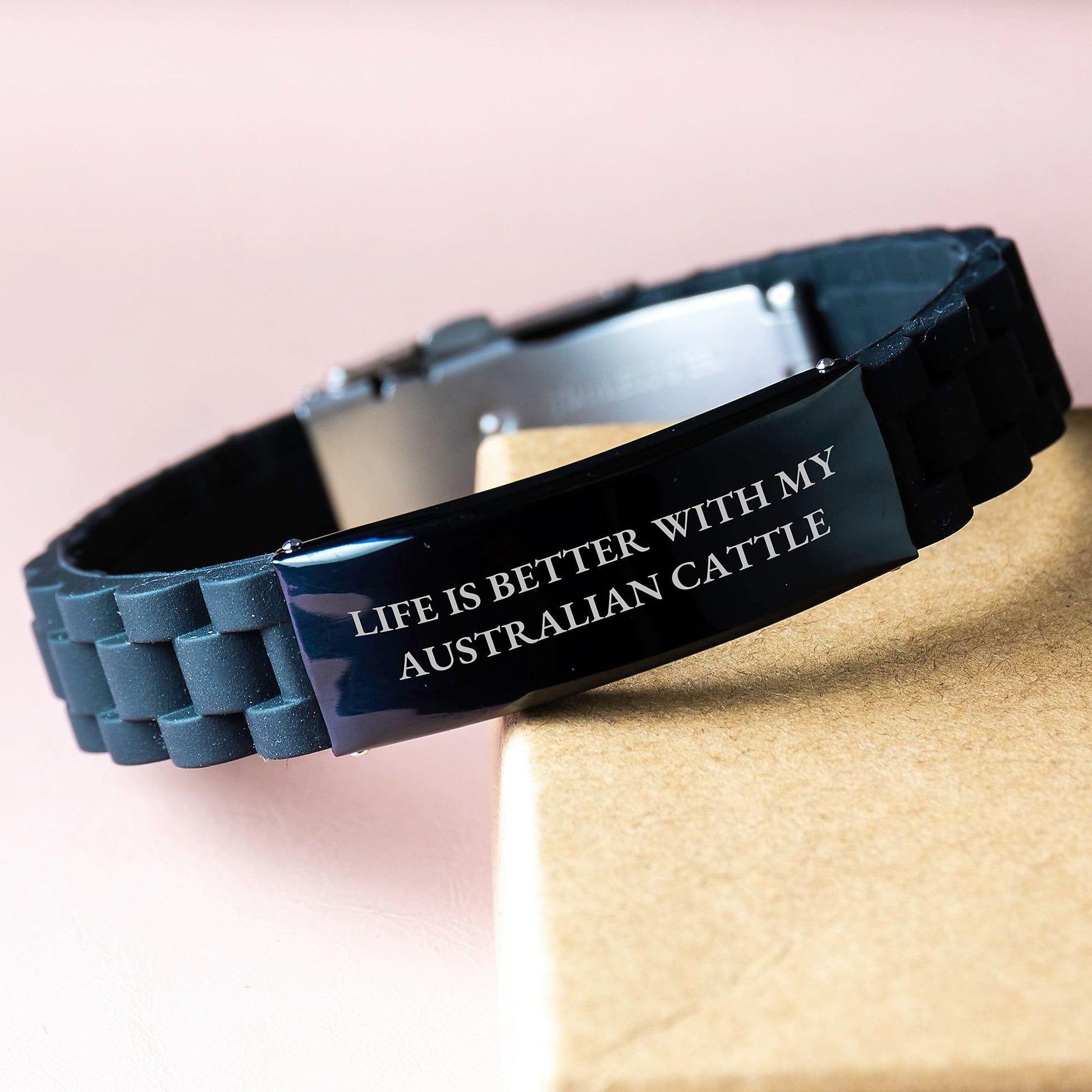 Australian Cattle Dog Lover Gifts from Friends Valentine's Unique Glide lock Clasp Bracelet with Life Is Better With My Australian Cattle Quote - Image 3