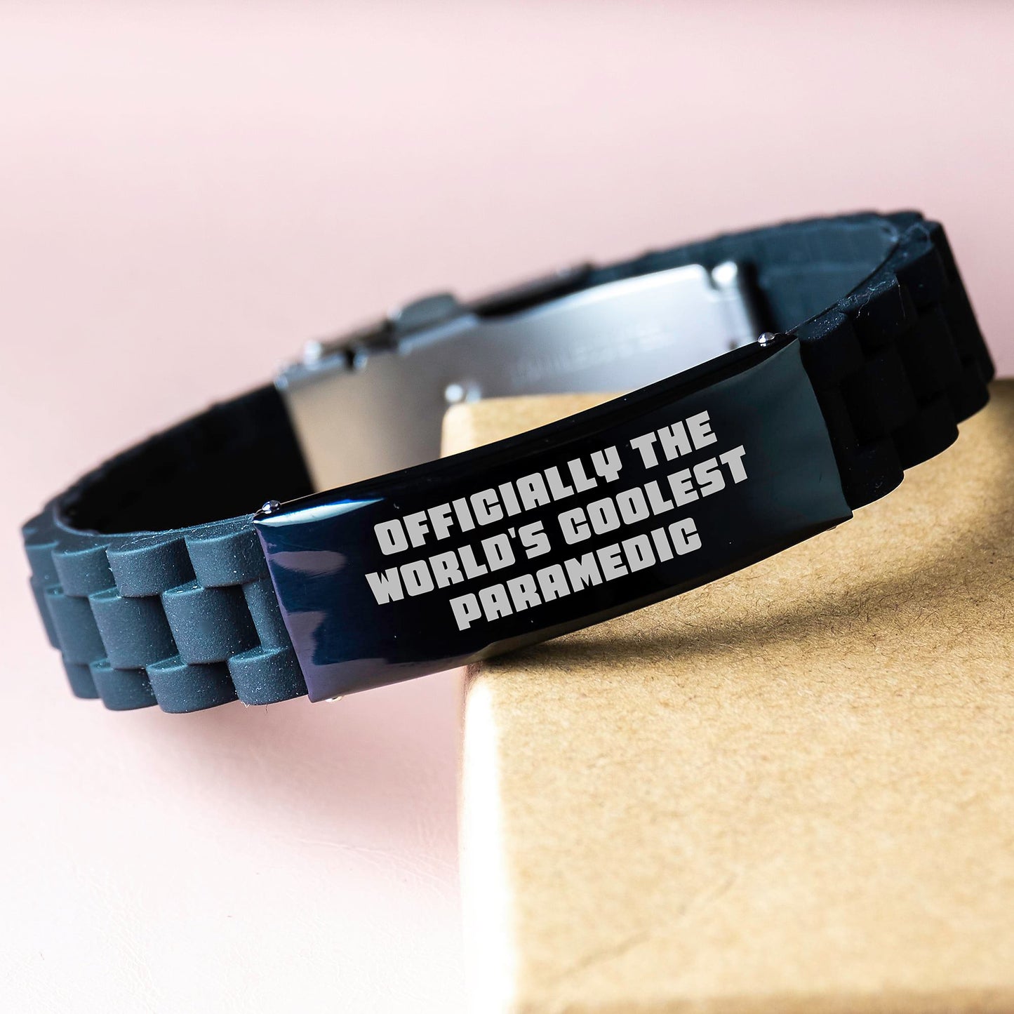 Rescue Worker Gifts for Him - Officially The World's Coolest Rescue Worker Glide lock Clasp Bracelet, Black Stainless Steel Men's Jewelry Valentine's Unique Gifts - Image 3