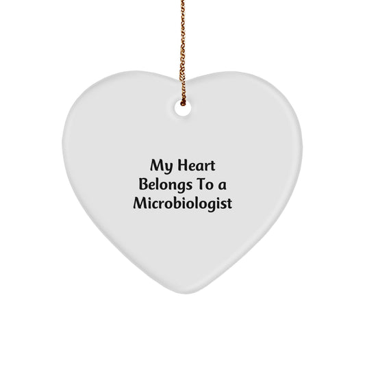 Funny Microbiologist Heart Ornament Gifts from Friends - 'My Heart Belongs To A Microbiologist' Christmas Unique Gifts for Microbiologist - Image 1