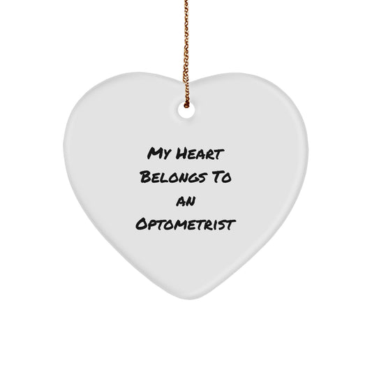 Funny Optometrist Heart Ornament Gifts from Friends - My Heart Belongs To An Optometrist, Christmas Unique Gifts for Women, Men, Family or Coworkers - Image 1