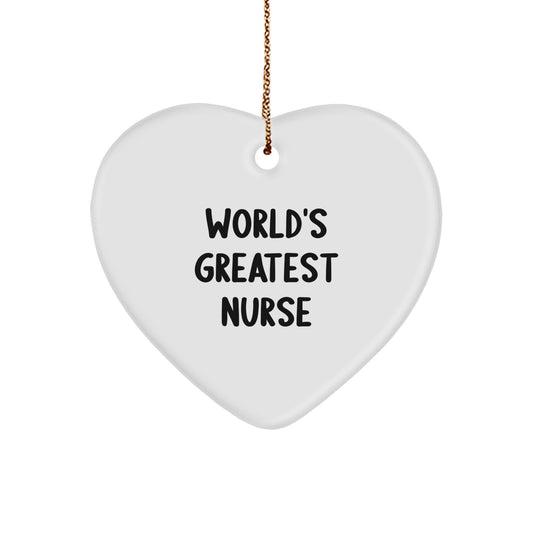 Funny Nurse Gifts from Family for Christmas Unique Heart Ornament 'World's Greatest Nurse' Decoration - Image 1