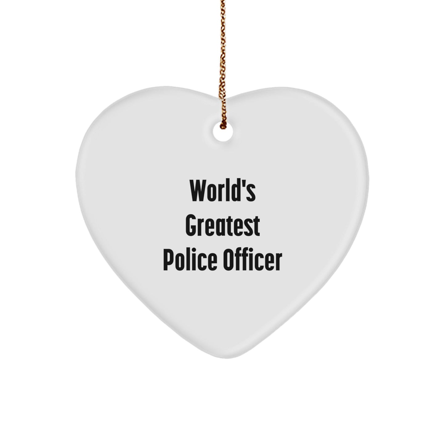 Funny Police Officer Heart Ornament Gifts from Family for World's Greatest Officer, Unique Christmas Ornament - Image 1