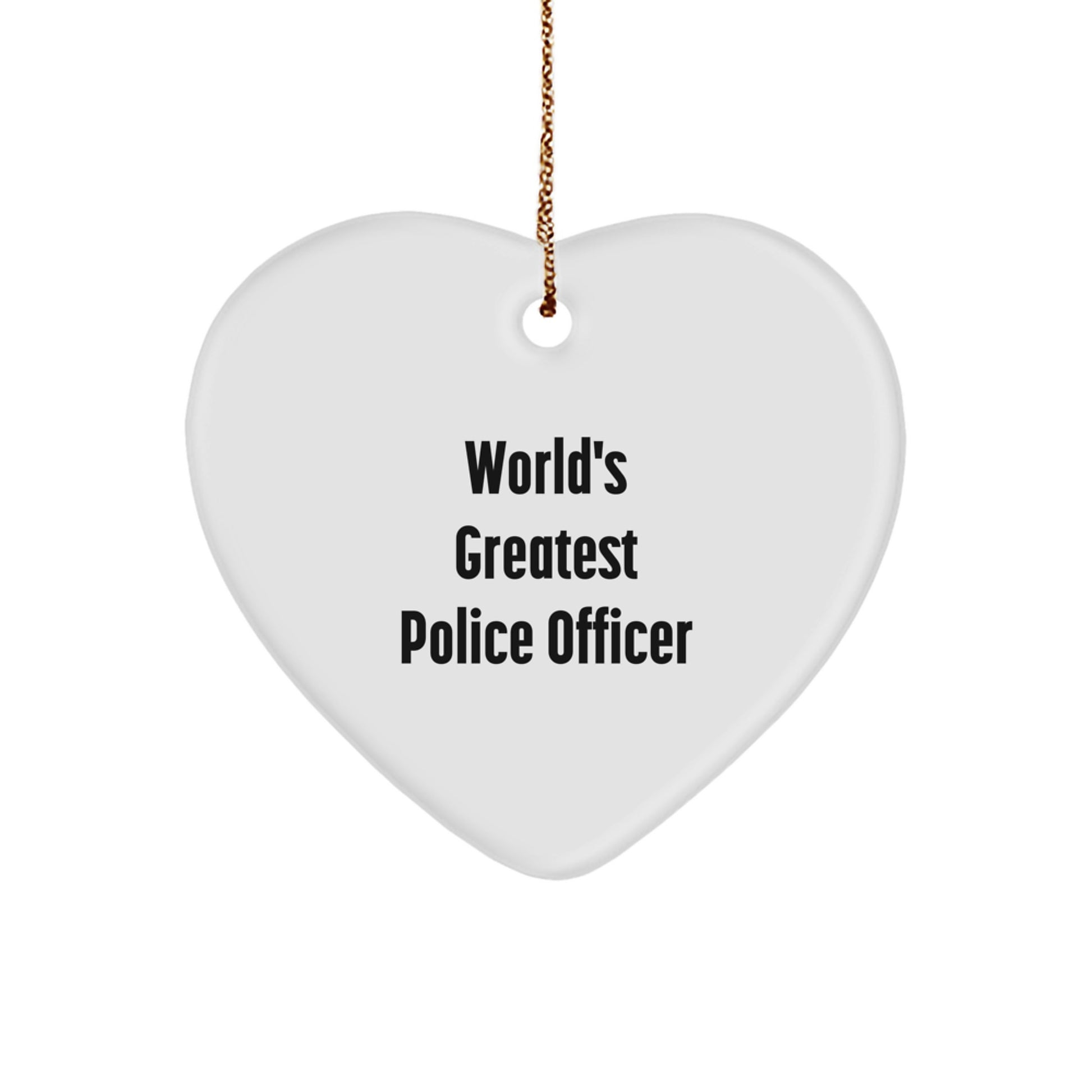 Funny Police Officer Heart Ornament Gifts from Family for World's Greatest Officer, Unique Christmas Ornament - Image 1