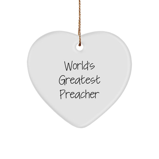 Funny Preacher Gifts - World's Greatest Preacher Heart Ornament, Handmade, Christmas Unique, Gifts from Men to Preacher, for Preacher's Office, Church Decor - Image 1