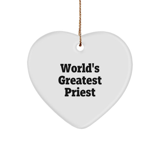 Funny World's Greatest Priest Gifts for Priest, Heart Ornament for Men by Gifts from Men, Christmas Unique Gifts for Priest - Image 1